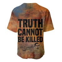 Patrice Lumumba Baseball Jersey with Line Art Portrait and Truth Cannot Be Killed Inspirational Quote - Wonder Print Shop