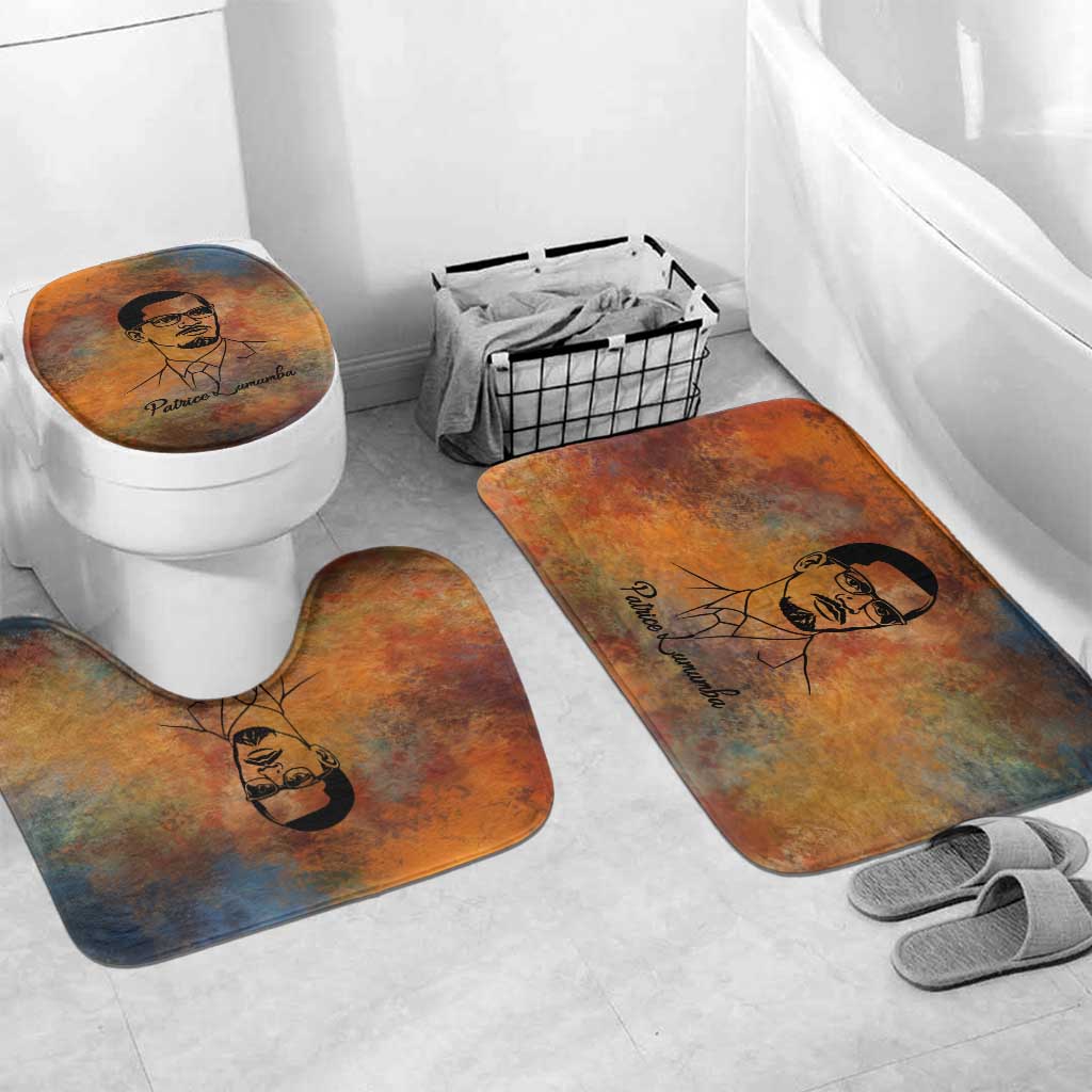 Patrice Lumumba Bathroom Set with Line Art Portrait and Truth Cannot Be Killed Inspirational Quote - Wonder Print Shop