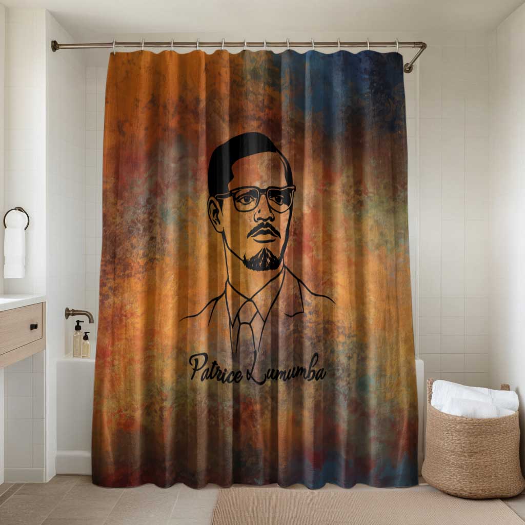Patrice Lumumba Bathroom Set with Line Art Portrait and Truth Cannot Be Killed Inspirational Quote - Wonder Print Shop