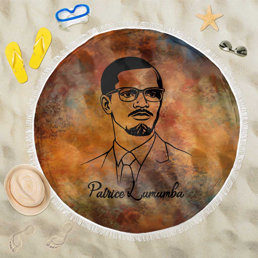 Patrice Lumumba Beach Blanket with Line Art Portrait and Truth Cannot Be Killed Inspirational Quote - Wonder Print Shop