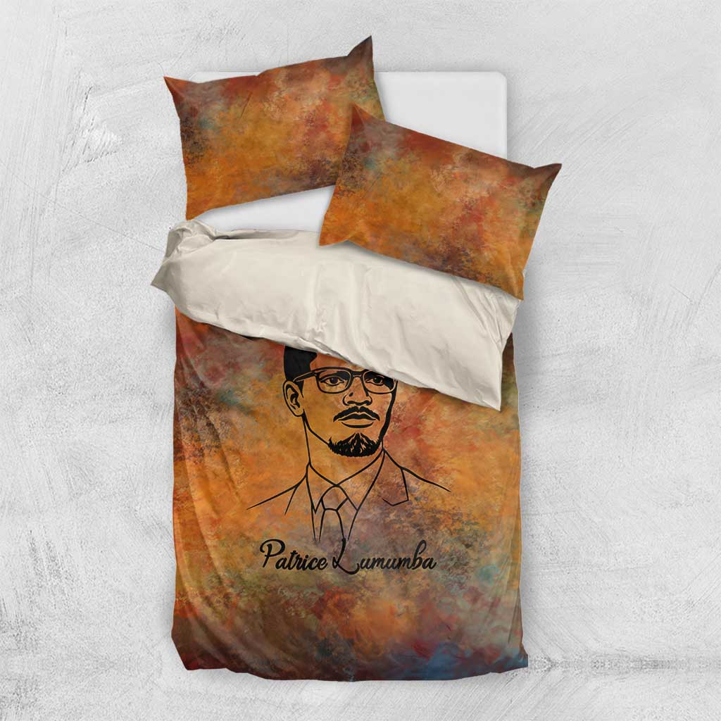 Patrice Lumumba Bedding Set with Line Art Portrait and Truth Cannot Be Killed Inspirational Quote - Wonder Print Shop