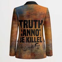 Patrice Lumumba Blazer with Line Art Portrait and Truth Cannot Be Killed Inspirational Quote - Wonder Print Shop