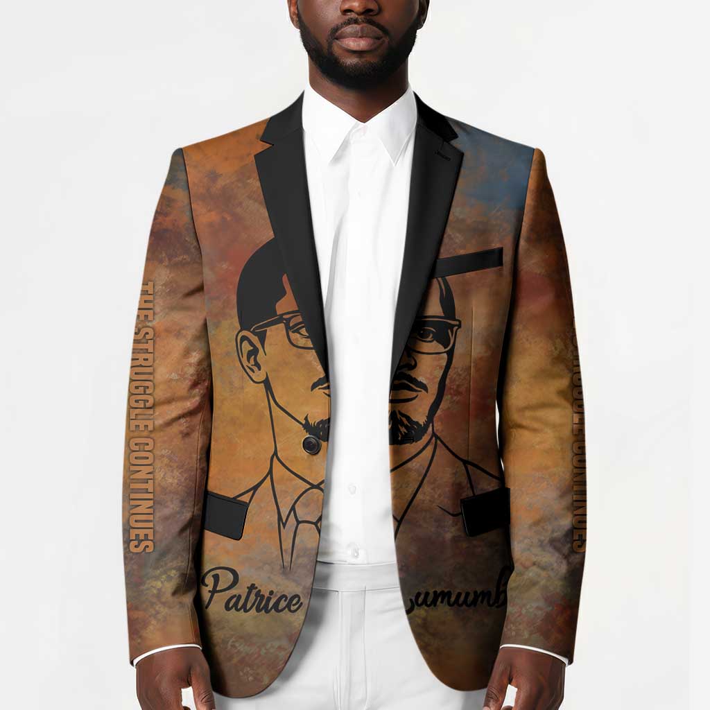 Patrice Lumumba Blazer with Line Art Portrait and Truth Cannot Be Killed Inspirational Quote - Wonder Print Shop