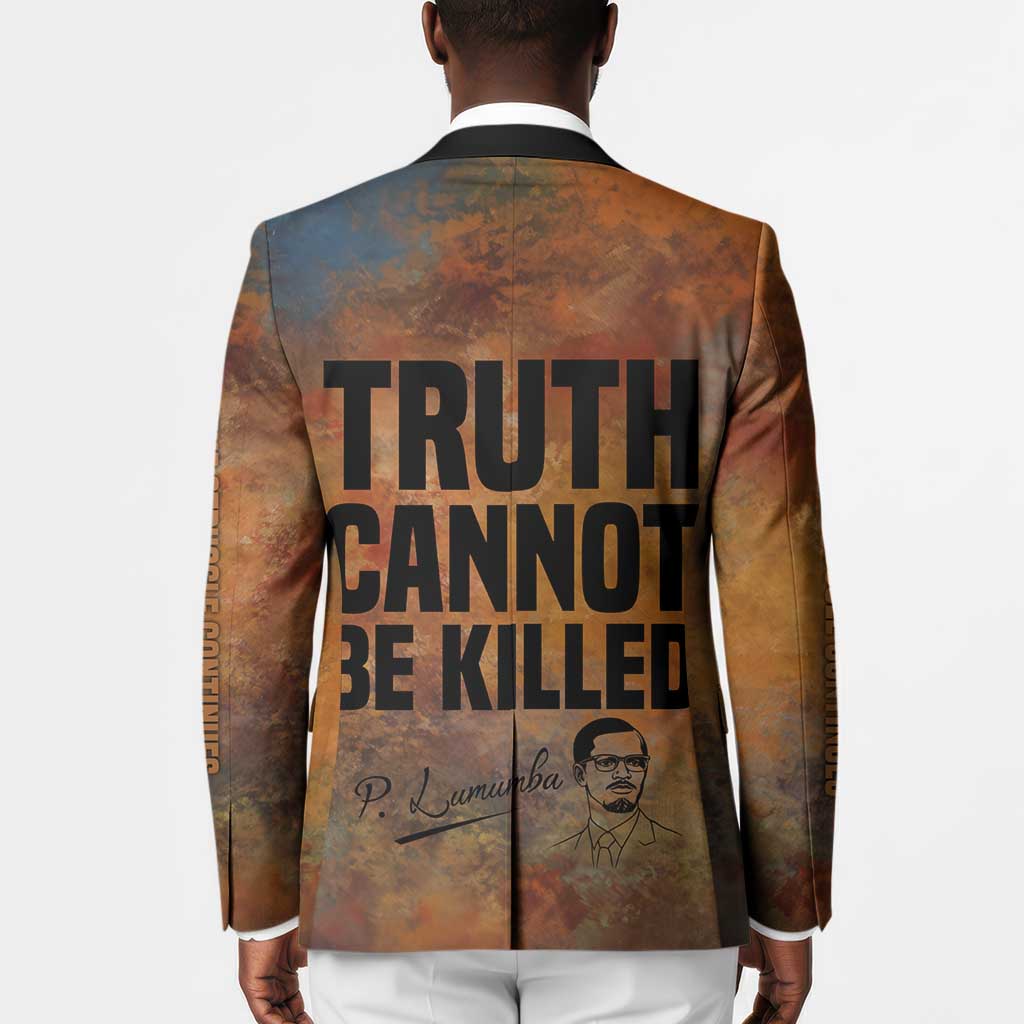 Patrice Lumumba Blazer with Line Art Portrait and Truth Cannot Be Killed Inspirational Quote - Wonder Print Shop
