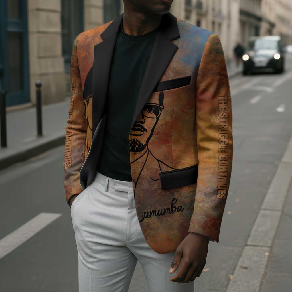 Patrice Lumumba Blazer with Line Art Portrait and Truth Cannot Be Killed Inspirational Quote - Wonder Print Shop