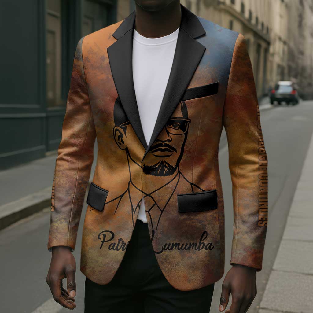 Patrice Lumumba Blazer with Line Art Portrait and Truth Cannot Be Killed Inspirational Quote - Wonder Print Shop