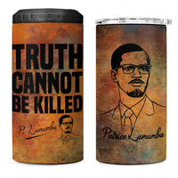 Patrice Lumumba 4 in 1 Can Cooler Tumbler with Line Art Portrait and Truth Cannot Be Killed Inspirational Quote - Wonder Print Shop