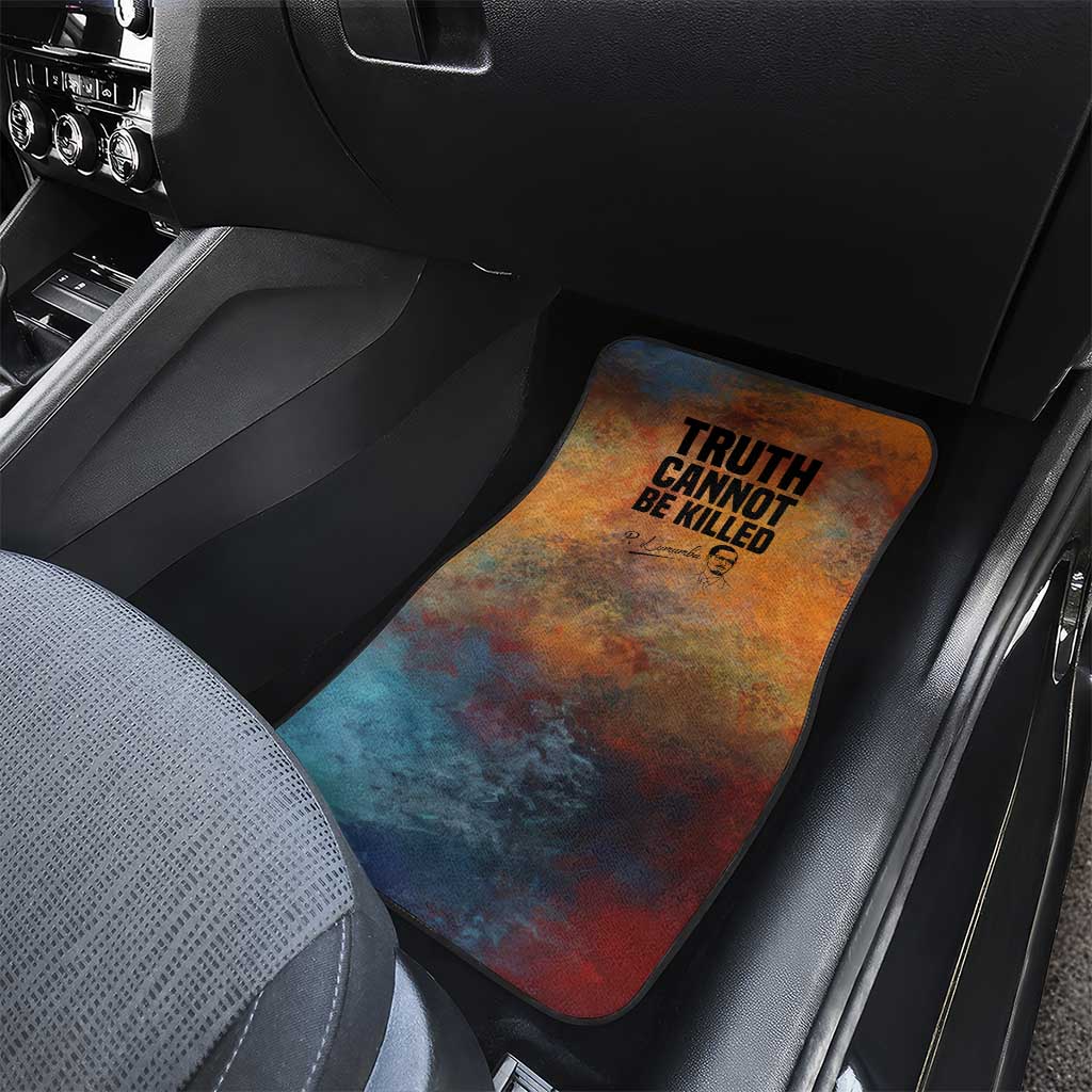 Patrice Lumumba Car Mats with Line Art Portrait and Truth Cannot Be Killed Inspirational Quote - Wonder Print Shop