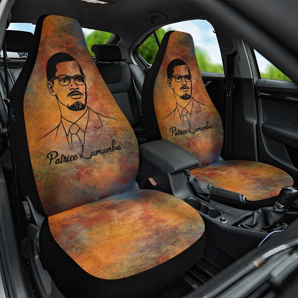 Patrice Lumumba Car Seat Cover with Line Art Portrait and Truth Cannot Be Killed Inspirational Quote - Wonder Print Shop