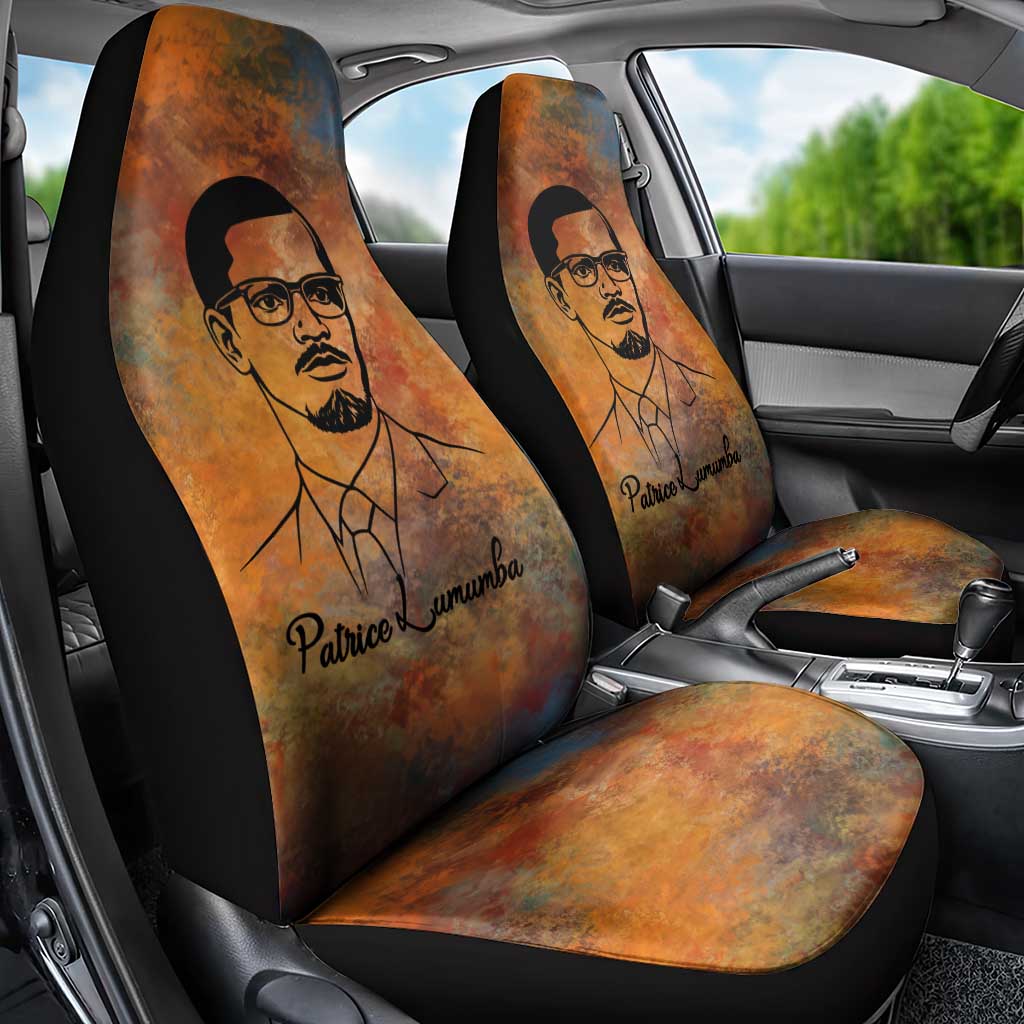 Patrice Lumumba Car Seat Cover with Line Art Portrait and Truth Cannot Be Killed Inspirational Quote - Wonder Print Shop