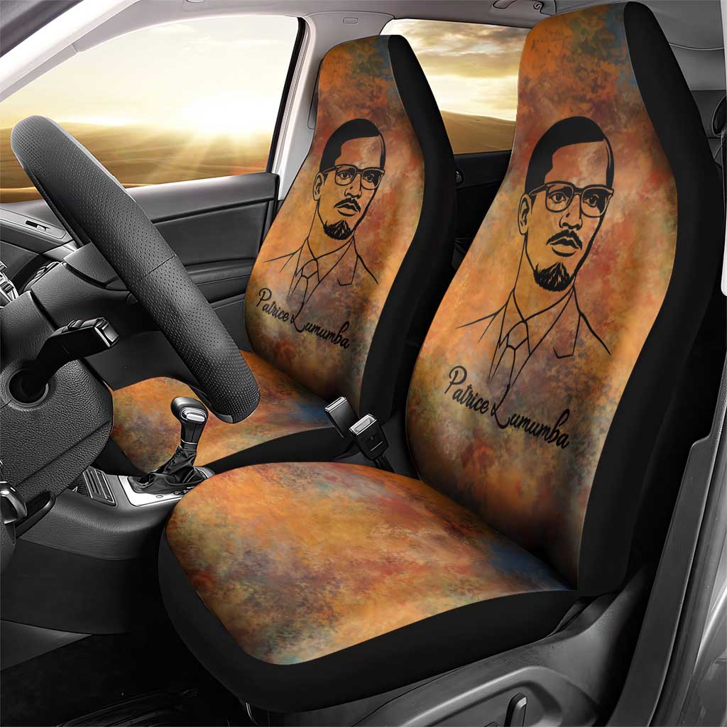 Patrice Lumumba Car Seat Cover with Line Art Portrait and Truth Cannot Be Killed Inspirational Quote - Wonder Print Shop