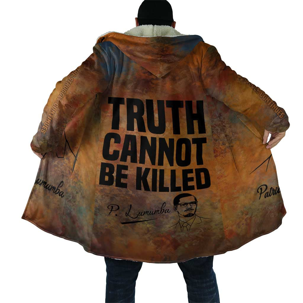 Patrice Lumumba Cloak with Line Art Portrait and Truth Cannot Be Killed Inspirational Quote - Wonder Print Shop