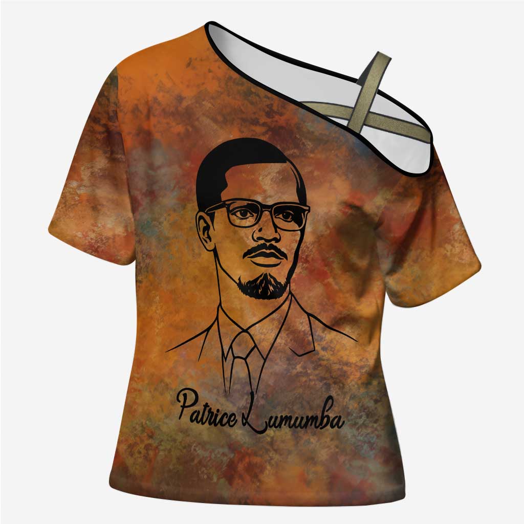 Patrice Lumumba Cross Shoulder Shirt with Line Art Portrait and Truth Cannot Be Killed Inspirational Quote - Wonder Print Shop