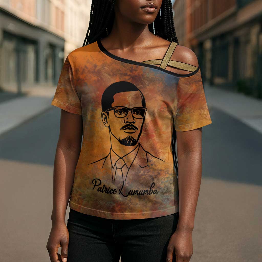 Patrice Lumumba Cross Shoulder Shirt with Line Art Portrait and Truth Cannot Be Killed Inspirational Quote - Wonder Print Shop