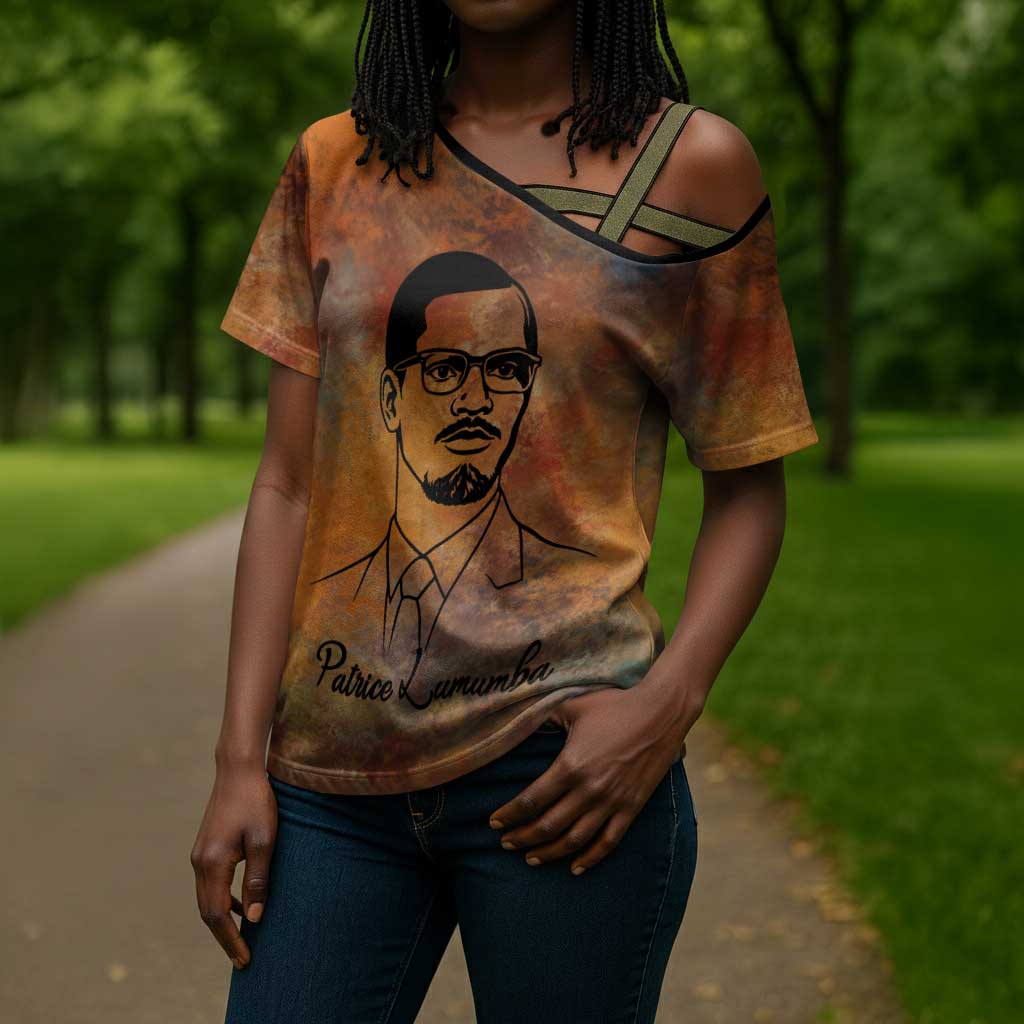 Patrice Lumumba Cross Shoulder Shirt with Line Art Portrait and Truth Cannot Be Killed Inspirational Quote - Wonder Print Shop