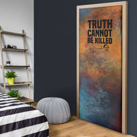 Patrice Lumumba Door Cover with Line Art Portrait and Truth Cannot Be Killed Inspirational Quote - Wonder Print Shop