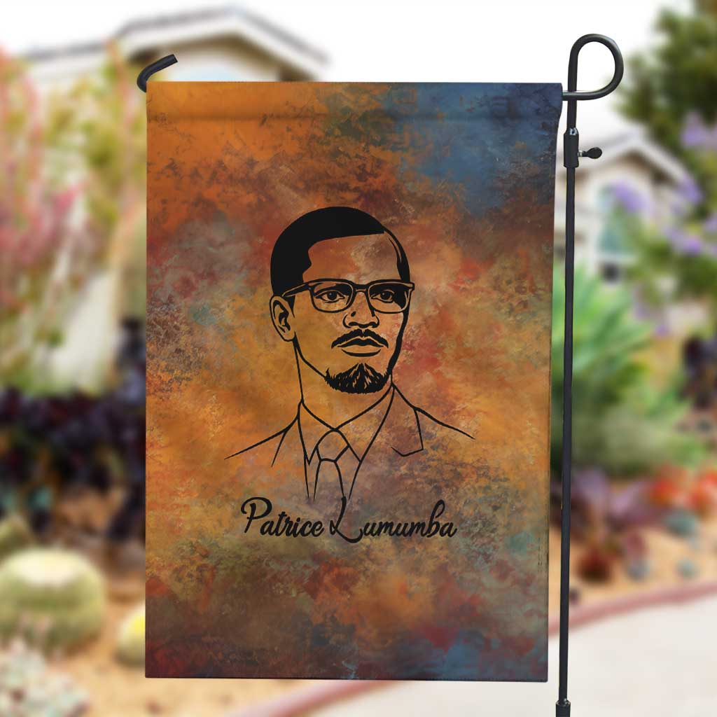 Patrice Lumumba Garden Flag with Line Art Portrait and Truth Cannot Be Killed Inspirational Quote - Wonder Print Shop
