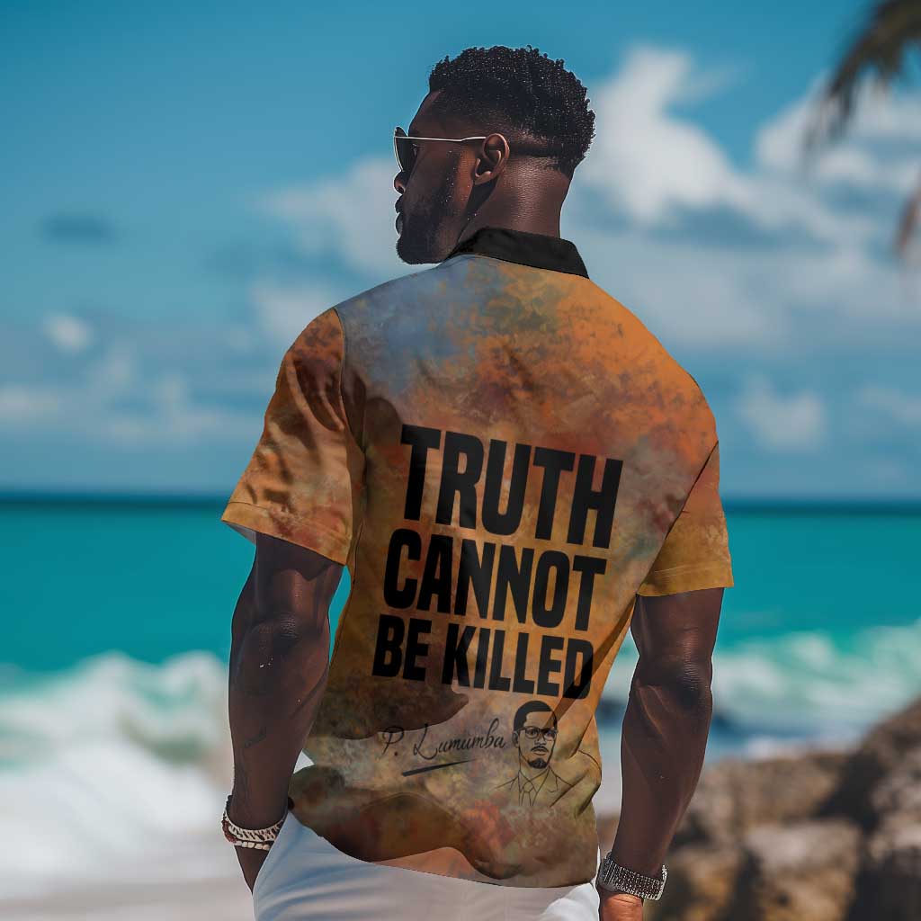 Patrice Lumumba Hawaiian Shirt with Line Art Portrait and Truth Cannot Be Killed Inspirational Quote - Wonder Print Shop