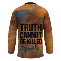 Patrice Lumumba Hockey Jersey with Line Art Portrait and Truth Cannot Be Killed Inspirational Quote - Wonder Print Shop