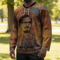 Patrice Lumumba Hockey Jersey with Line Art Portrait and Truth Cannot Be Killed Inspirational Quote - Wonder Print Shop