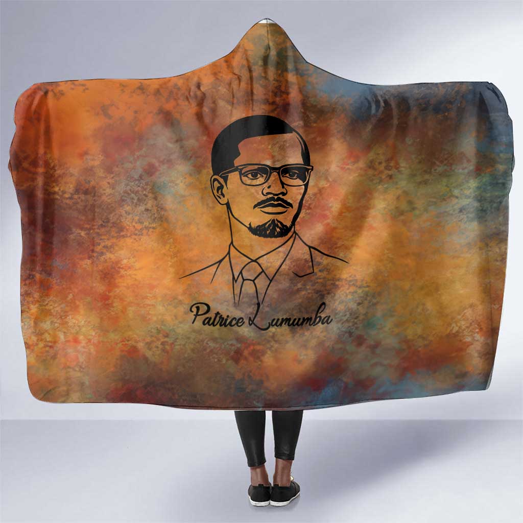Patrice Lumumba Hooded Blanket with Line Art Portrait and Truth Cannot Be Killed Inspirational Quote - Wonder Print Shop