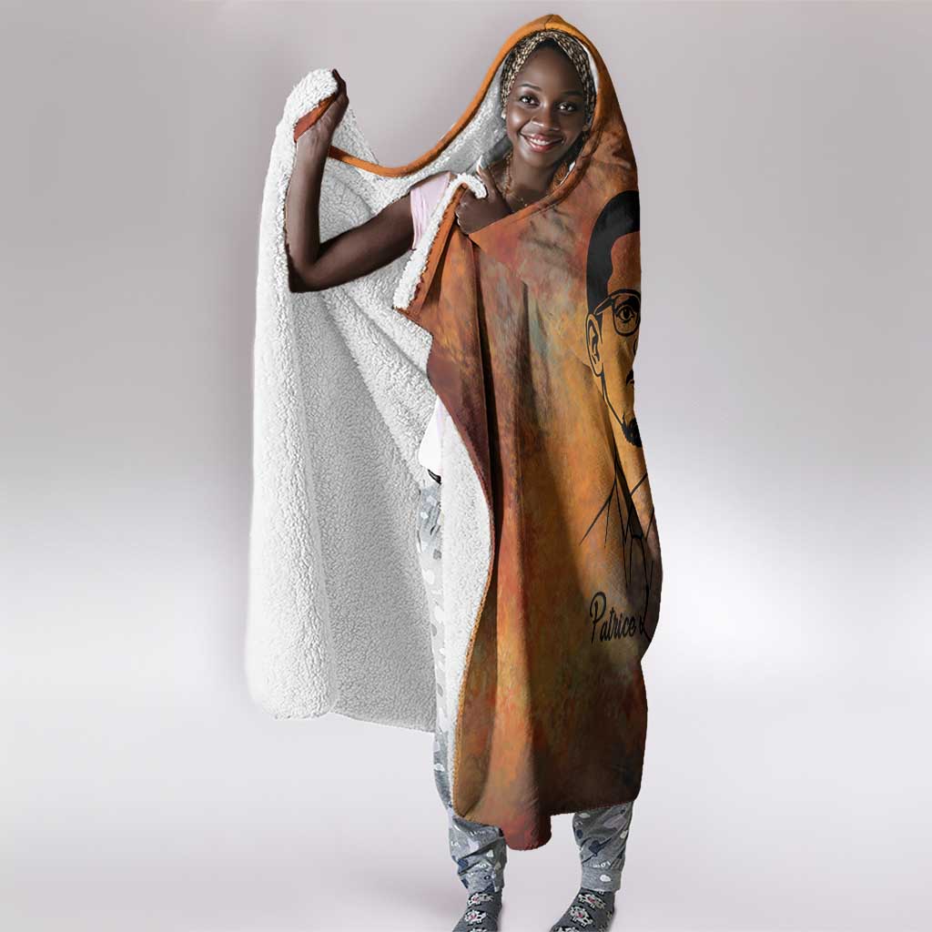 Patrice Lumumba Hooded Blanket with Line Art Portrait and Truth Cannot Be Killed Inspirational Quote - Wonder Print Shop
