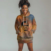 Patrice Lumumba Hoodie Dress with Line Art Portrait and Truth Cannot Be Killed Inspirational Quote - Wonder Print Shop