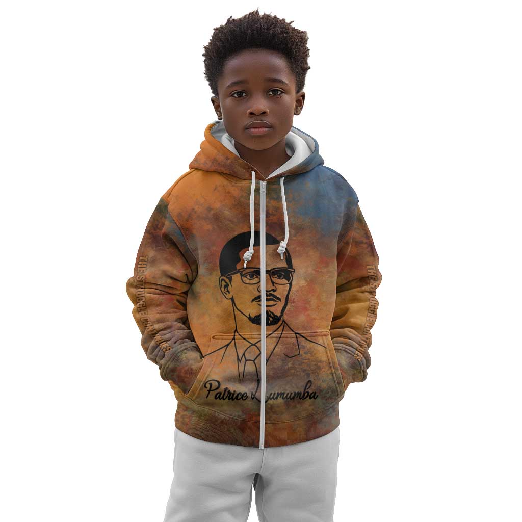 Patrice Lumumba Kid Hoodie with Line Art Portrait and Truth Cannot Be Killed Inspirational Quote - Wonder Print Shop