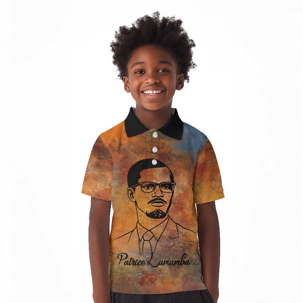 Patrice Lumumba Kid Polo Shirt with Line Art Portrait and Truth Cannot Be Killed Inspirational Quote - Wonder Print Shop