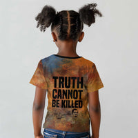Patrice Lumumba Kid T shirt with Line Art Portrait and Truth Cannot Be Killed Inspirational Quote - Wonder Print Shop