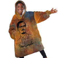 Patrice Lumumba Kid Wearable Blanket Hoodie with Line Art Portrait and Truth Cannot Be Killed Inspirational Quote - Wonder Print Shop