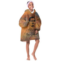 Patrice Lumumba Kid Wearable Blanket Hoodie with Line Art Portrait and Truth Cannot Be Killed Inspirational Quote - Wonder Print Shop
