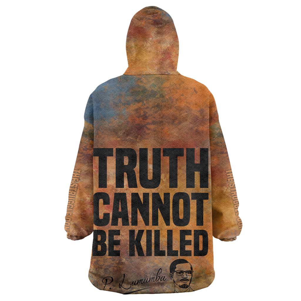 Patrice Lumumba Kid Wearable Blanket Hoodie with Line Art Portrait and Truth Cannot Be Killed Inspirational Quote - Wonder Print Shop