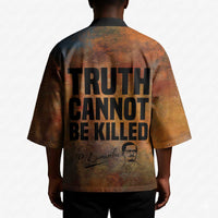 Patrice Lumumba Kimono with Line Art Portrait and Truth Cannot Be Killed Inspirational Quote - Wonder Print Shop