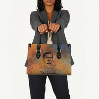 Patrice Lumumba Leather Bag with Line Art Portrait and Truth Cannot Be Killed Inspirational Quote - Wonder Print Shop