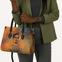 Patrice Lumumba Leather Bag with Line Art Portrait and Truth Cannot Be Killed Inspirational Quote - Wonder Print Shop