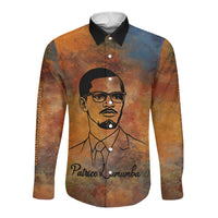 Patrice Lumumba Long Sleeve Button Shirt with Line Art Portrait and Truth Cannot Be Killed Inspirational Quote - Wonder Print Shop