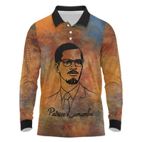 Patrice Lumumba Long Sleeve Polo Shirt with Line Art Portrait and Truth Cannot Be Killed Inspirational Quote - Wonder Print Shop