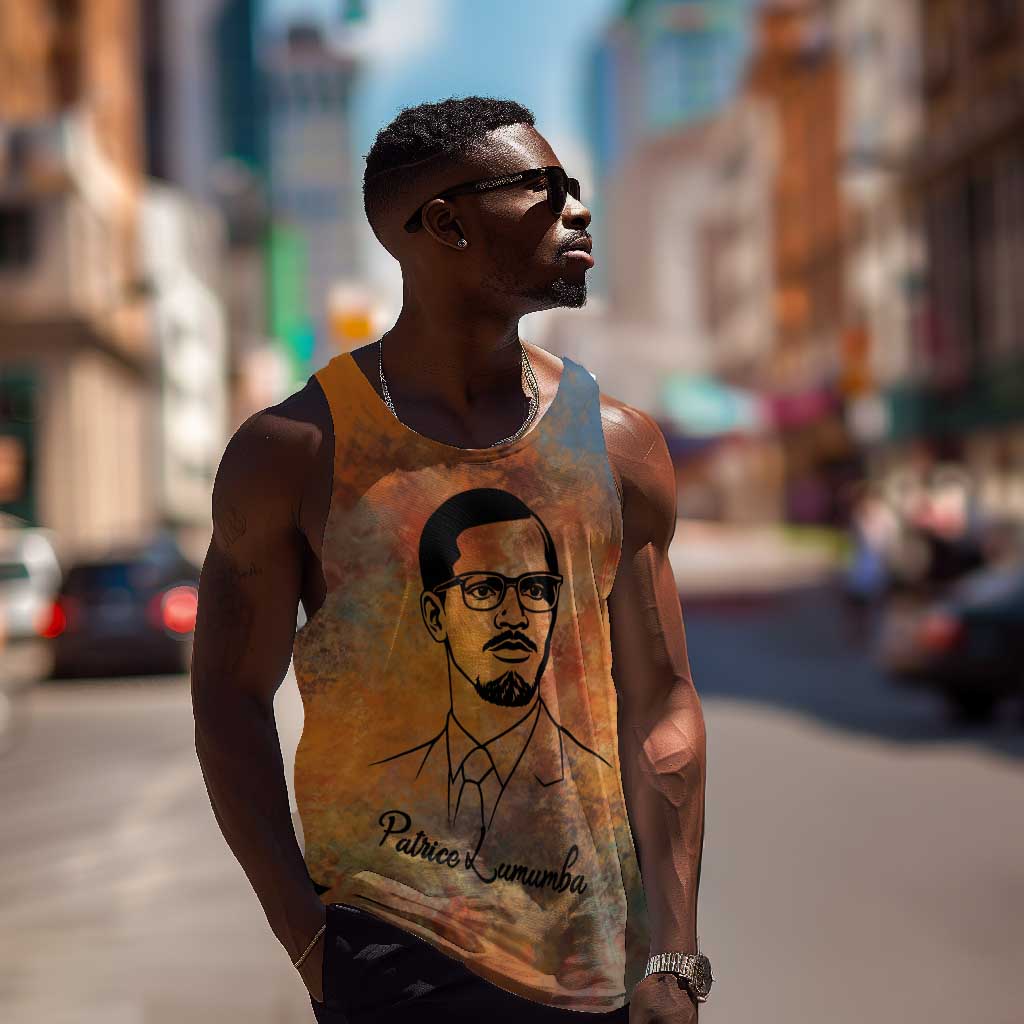 Patrice Lumumba Men Tank Top with Line Art Portrait and Truth Cannot Be Killed Inspirational Quote - Wonder Print Shop