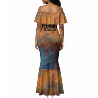 Patrice Lumumba Mermaid Dress with Line Art Portrait and Truth Cannot Be Killed Inspirational Quote - Wonder Print Shop