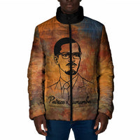 Patrice Lumumba Padded Jacket with Line Art Portrait and Truth Cannot Be Killed Inspirational Quote - Wonder Print Shop
