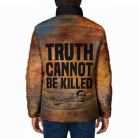 Patrice Lumumba Padded Jacket with Line Art Portrait and Truth Cannot Be Killed Inspirational Quote - Wonder Print Shop