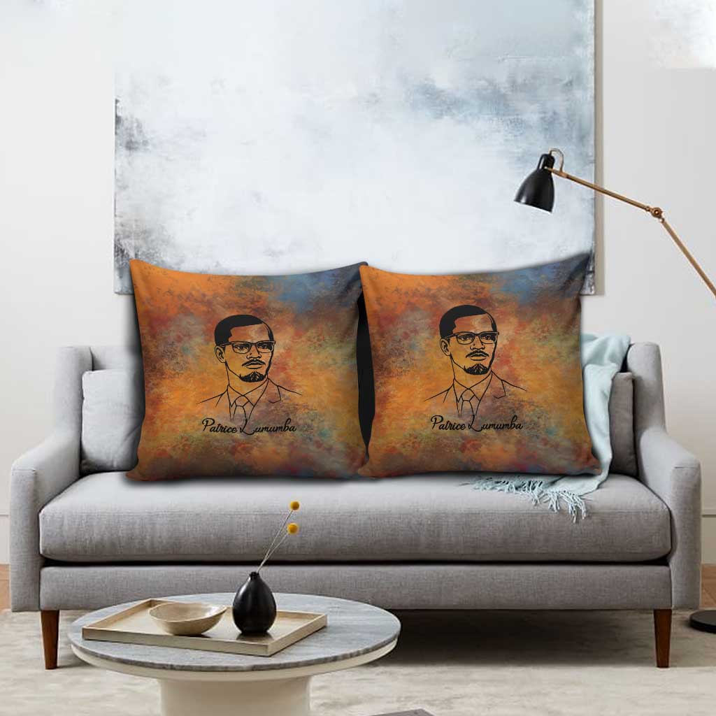 Patrice Lumumba Pillow Cover with Line Art Portrait and Truth Cannot Be Killed Inspirational Quote - Wonder Print Shop
