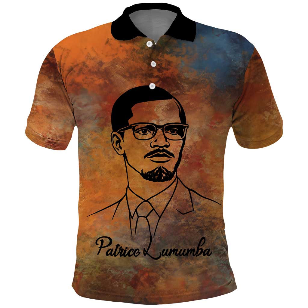 Patrice Lumumba Polo Shirt with Line Art Portrait and Truth Cannot Be Killed Inspirational Quote - Wonder Print Shop