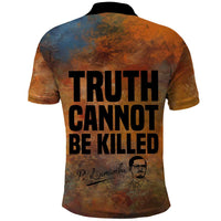Patrice Lumumba Polo Shirt with Line Art Portrait and Truth Cannot Be Killed Inspirational Quote - Wonder Print Shop