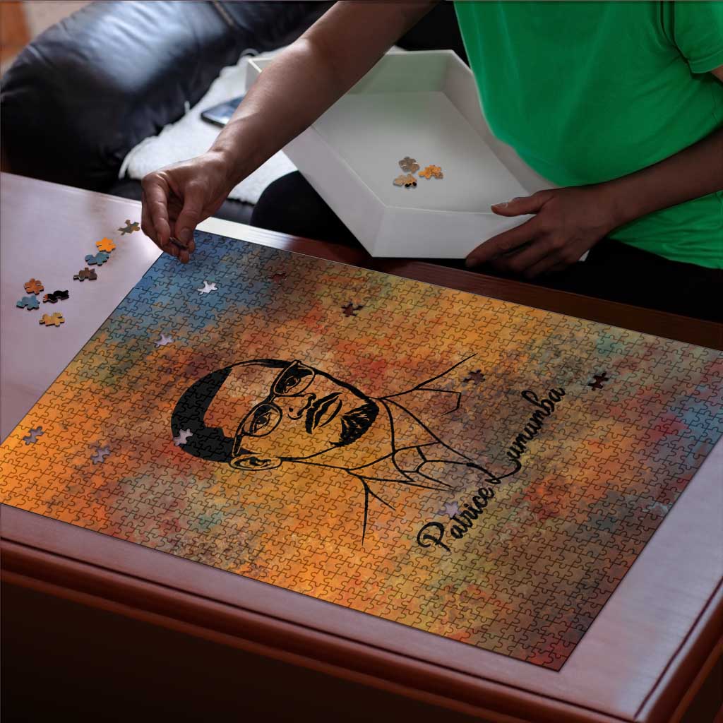Patrice Lumumba Puzzle with Line Art Portrait and Truth Cannot Be Killed Inspirational Quote - Wonder Print Shop