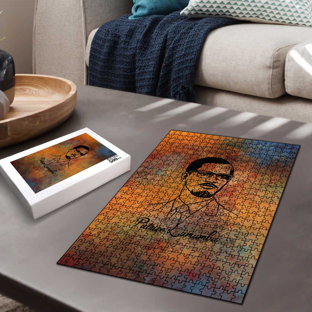 Patrice Lumumba Puzzle with Line Art Portrait and Truth Cannot Be Killed Inspirational Quote - Wonder Print Shop