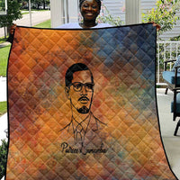 Patrice Lumumba Quilt with Line Art Portrait and Truth Cannot Be Killed Inspirational Quote - Wonder Print Shop