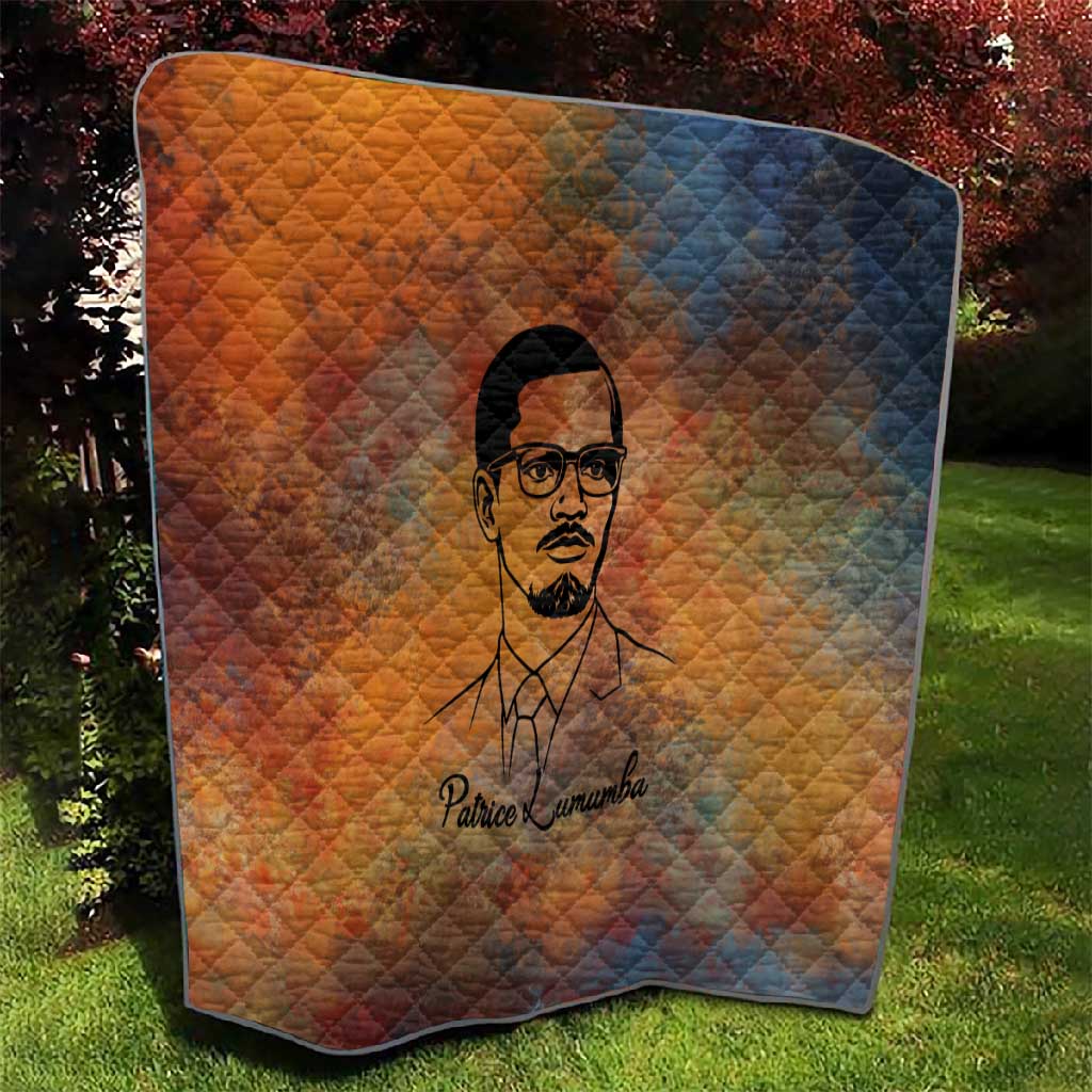 Patrice Lumumba Quilt with Line Art Portrait and Truth Cannot Be Killed Inspirational Quote - Wonder Print Shop