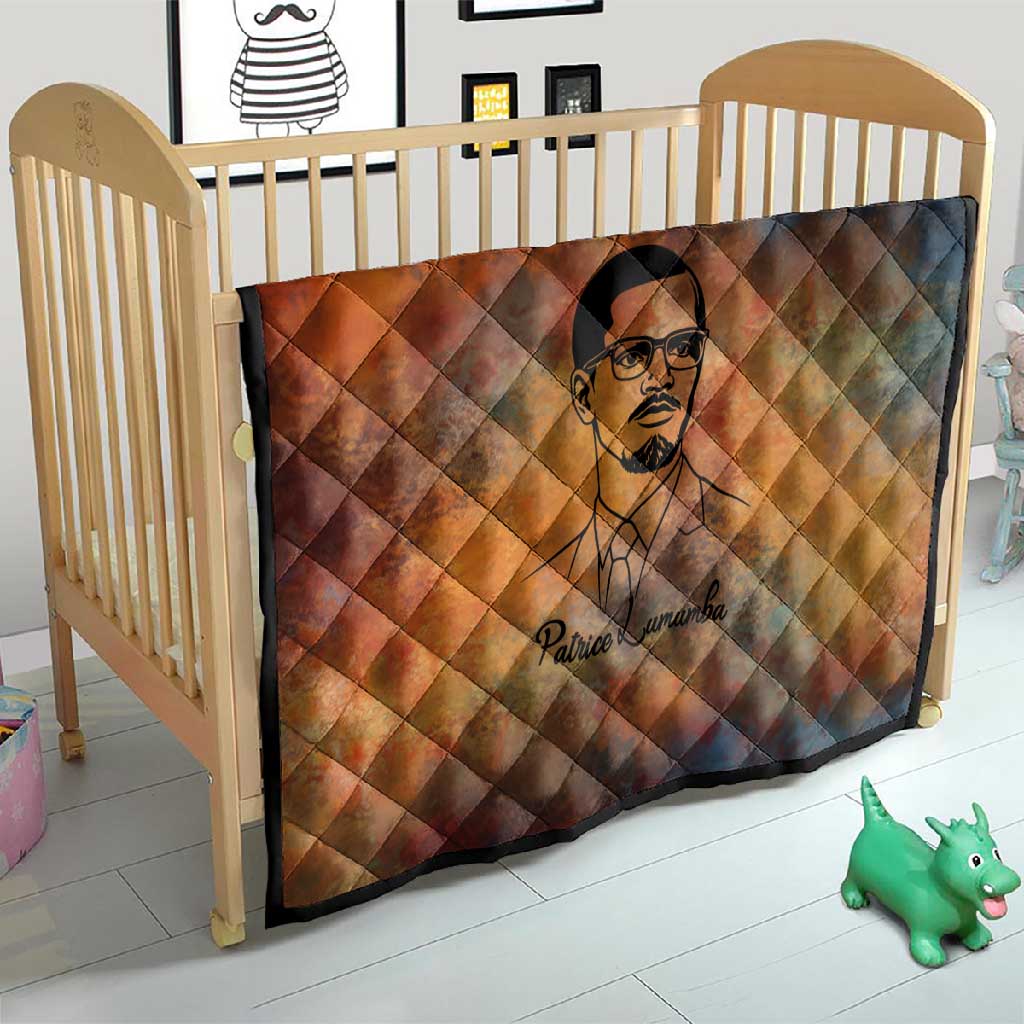 Patrice Lumumba Quilt with Line Art Portrait and Truth Cannot Be Killed Inspirational Quote - Wonder Print Shop